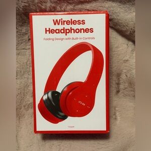 Wireless Red Folding Headphones